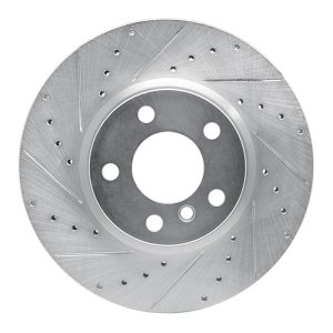 BMW X3 Brake Rotor (1) - Front Left - R1 Concepts - Drilled & Slotted - Silver - `11-`18